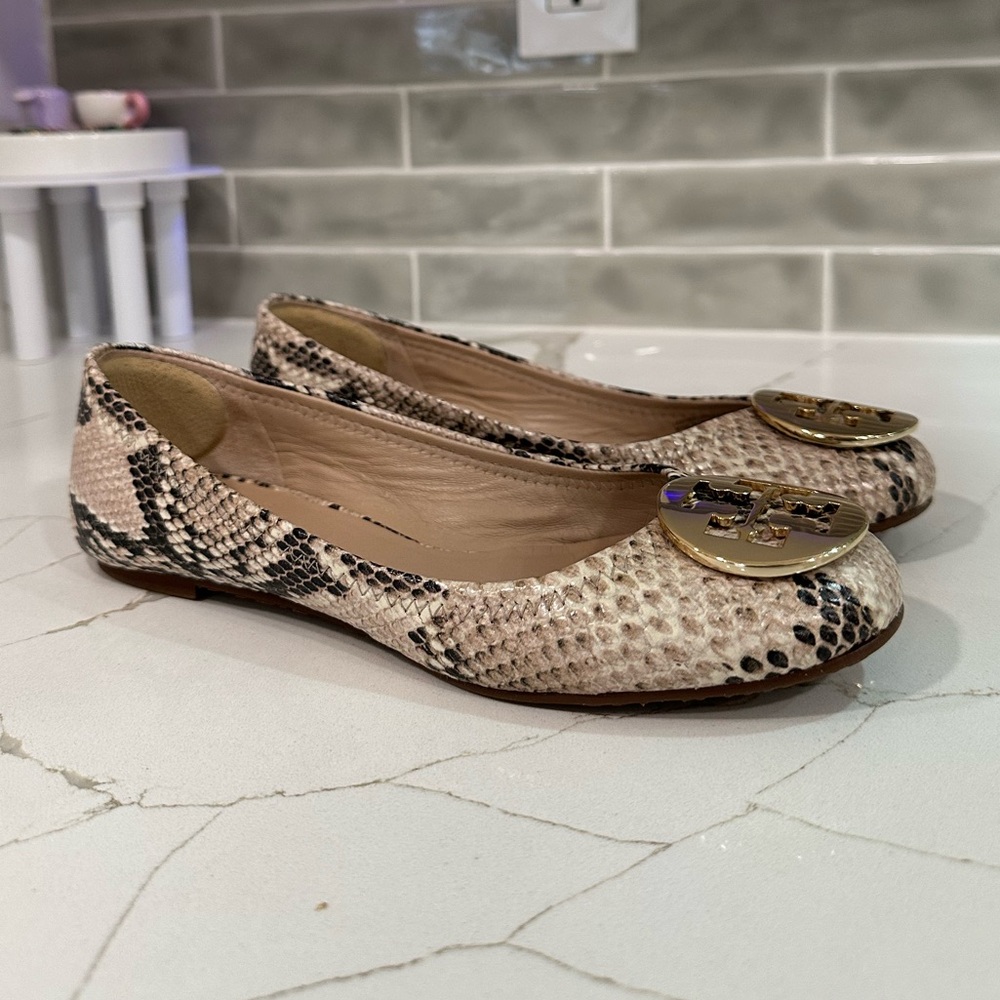 Tory Burch Reva Ballet Flats. Women’s size 7 M. Color Python Print - Picture 2 of 13